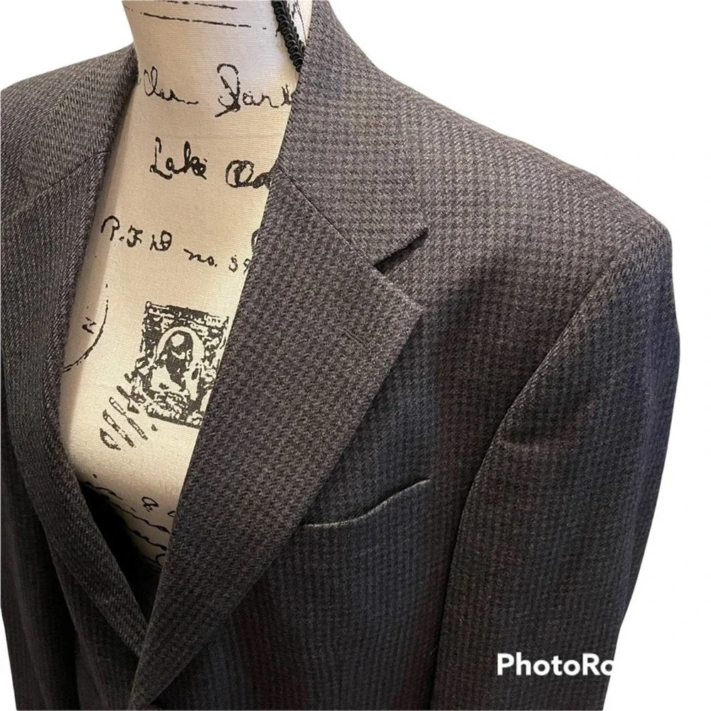 Oscar de la Renta Suit Jacket Blazer Sport Coat Gray Blue 42R Workwear